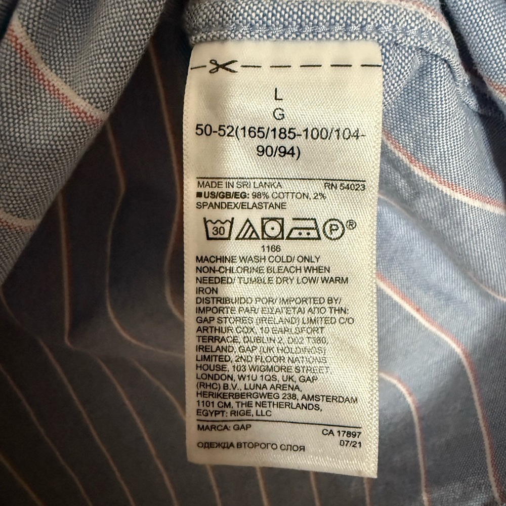 GAP Light Blue Striped Casual Shirt size Large - Picture 4 of 6